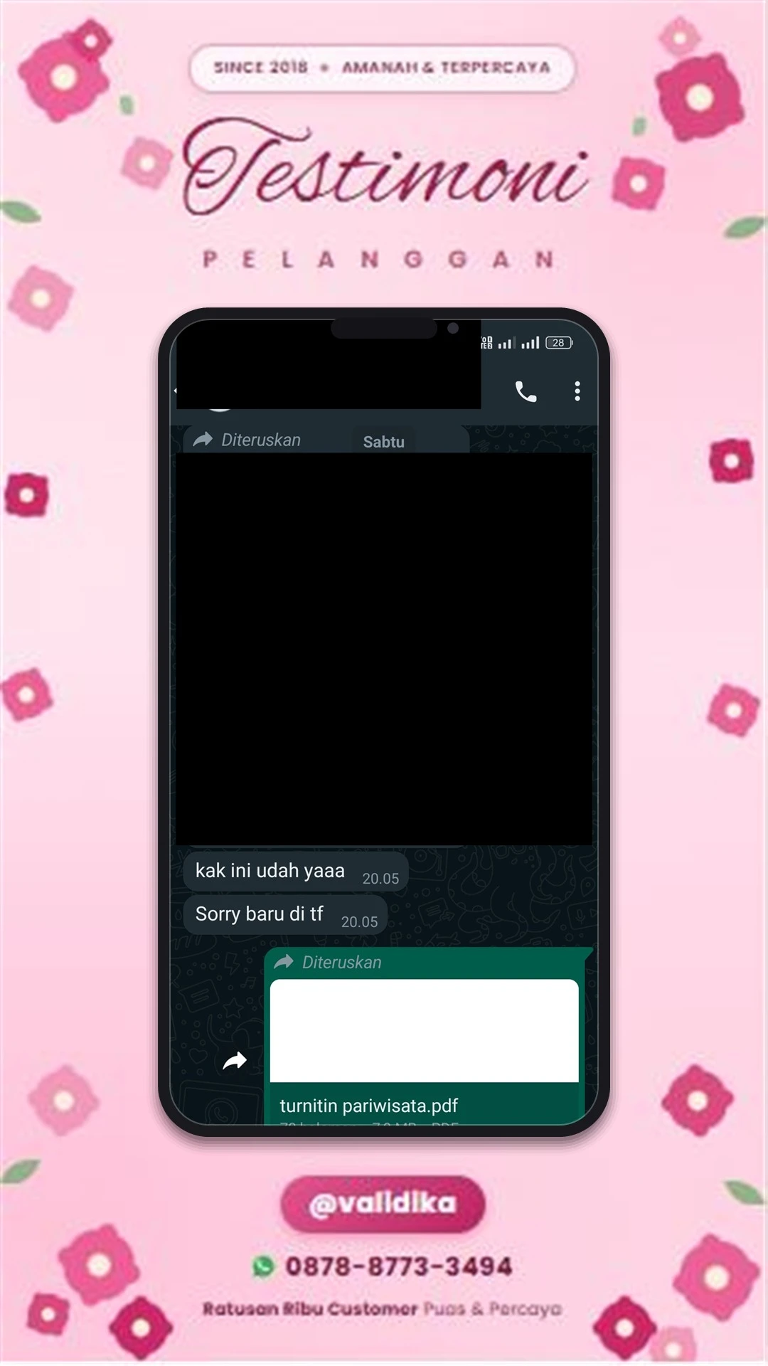 Bukti testimoni pelanggan