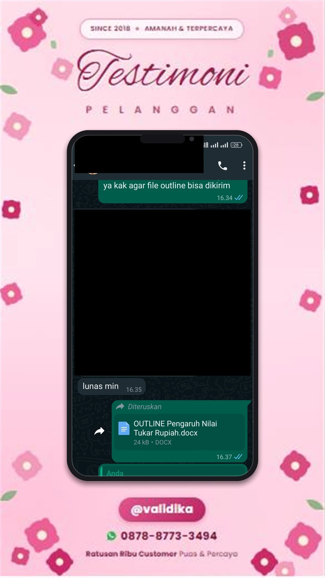Bukti testimoni pelanggan