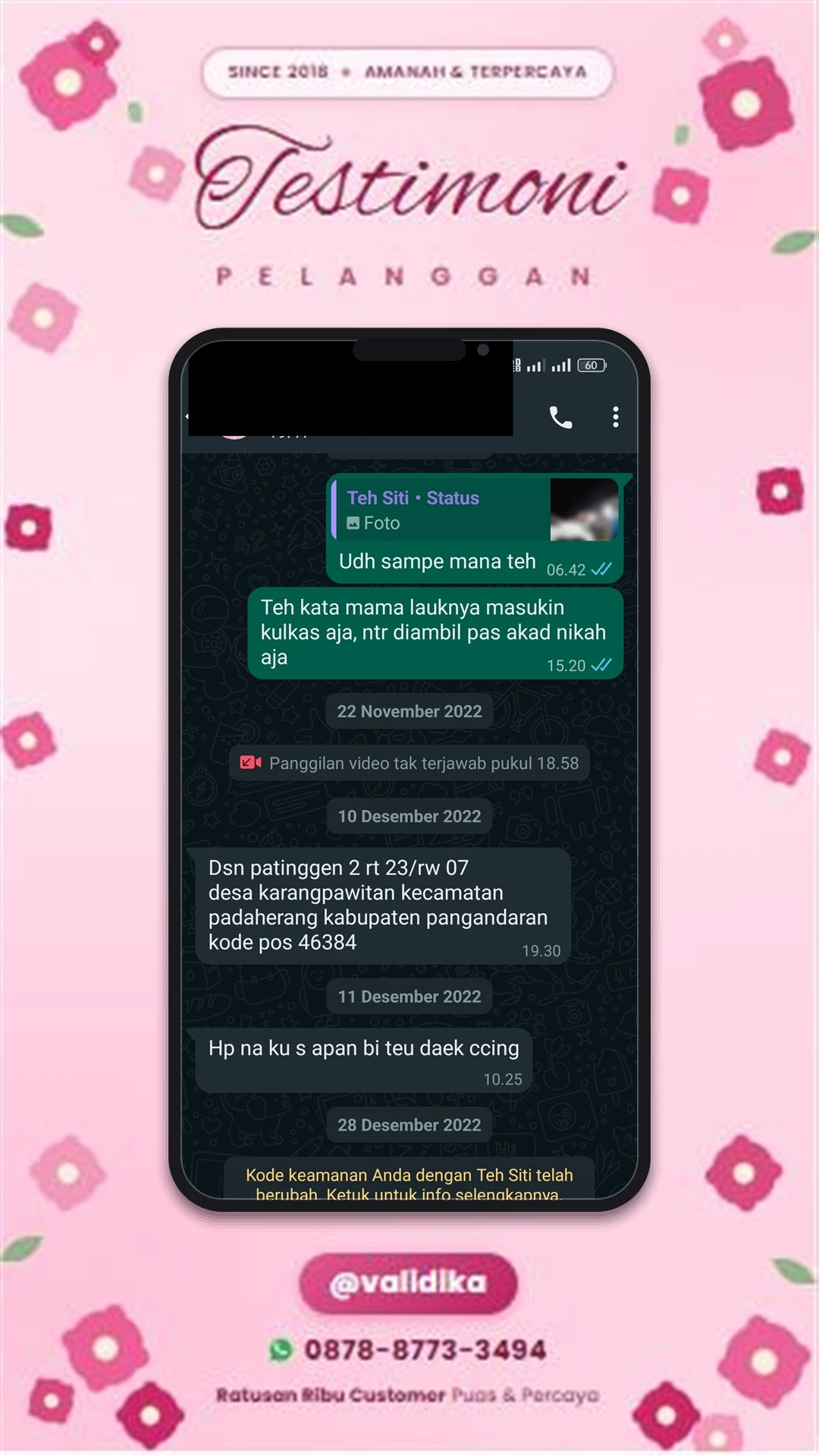 Bukti testimoni pelanggan