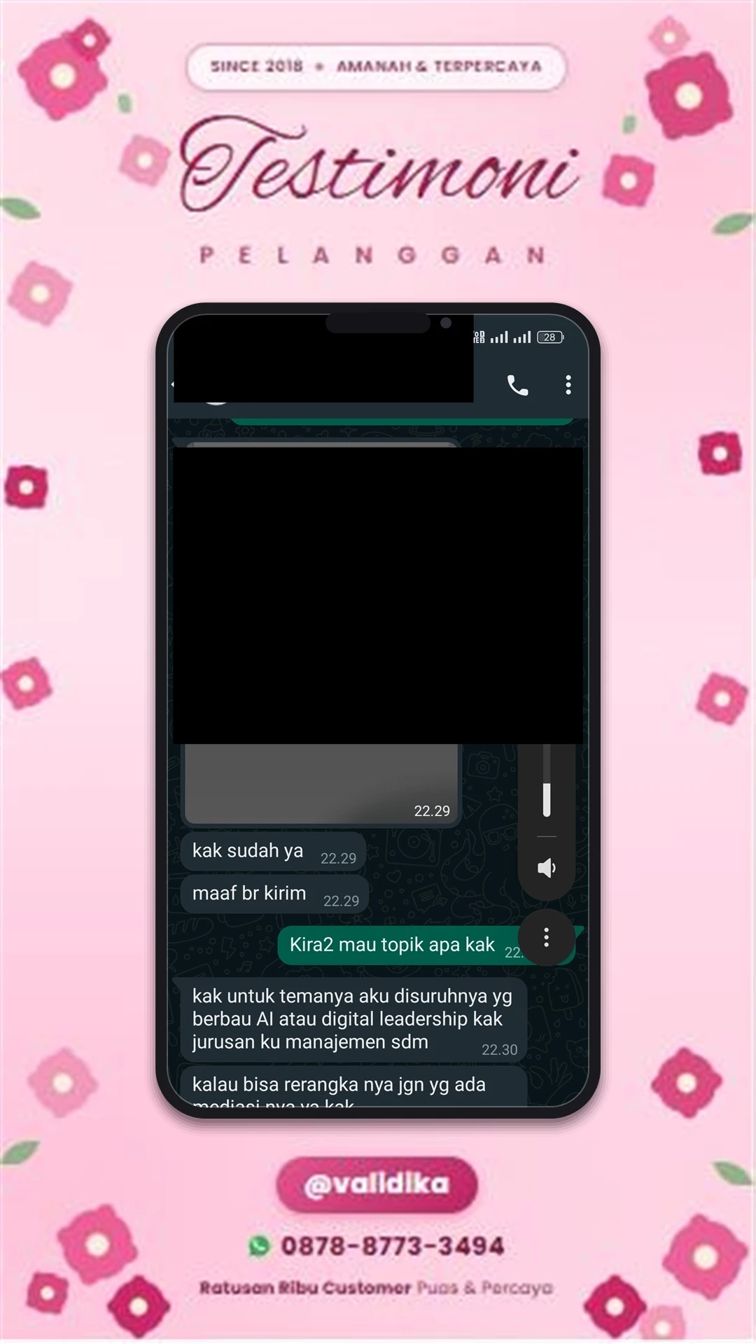 Bukti testimoni pelanggan