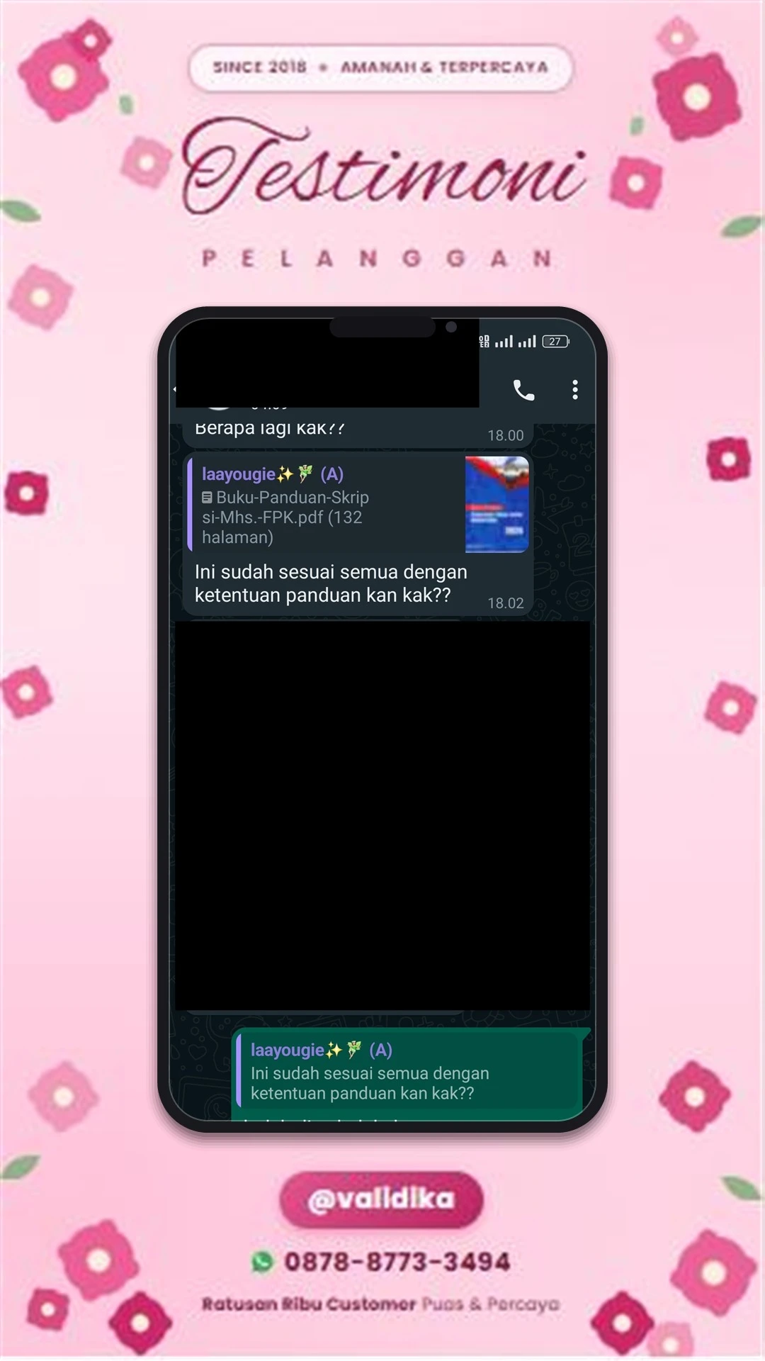 Bukti testimoni pelanggan