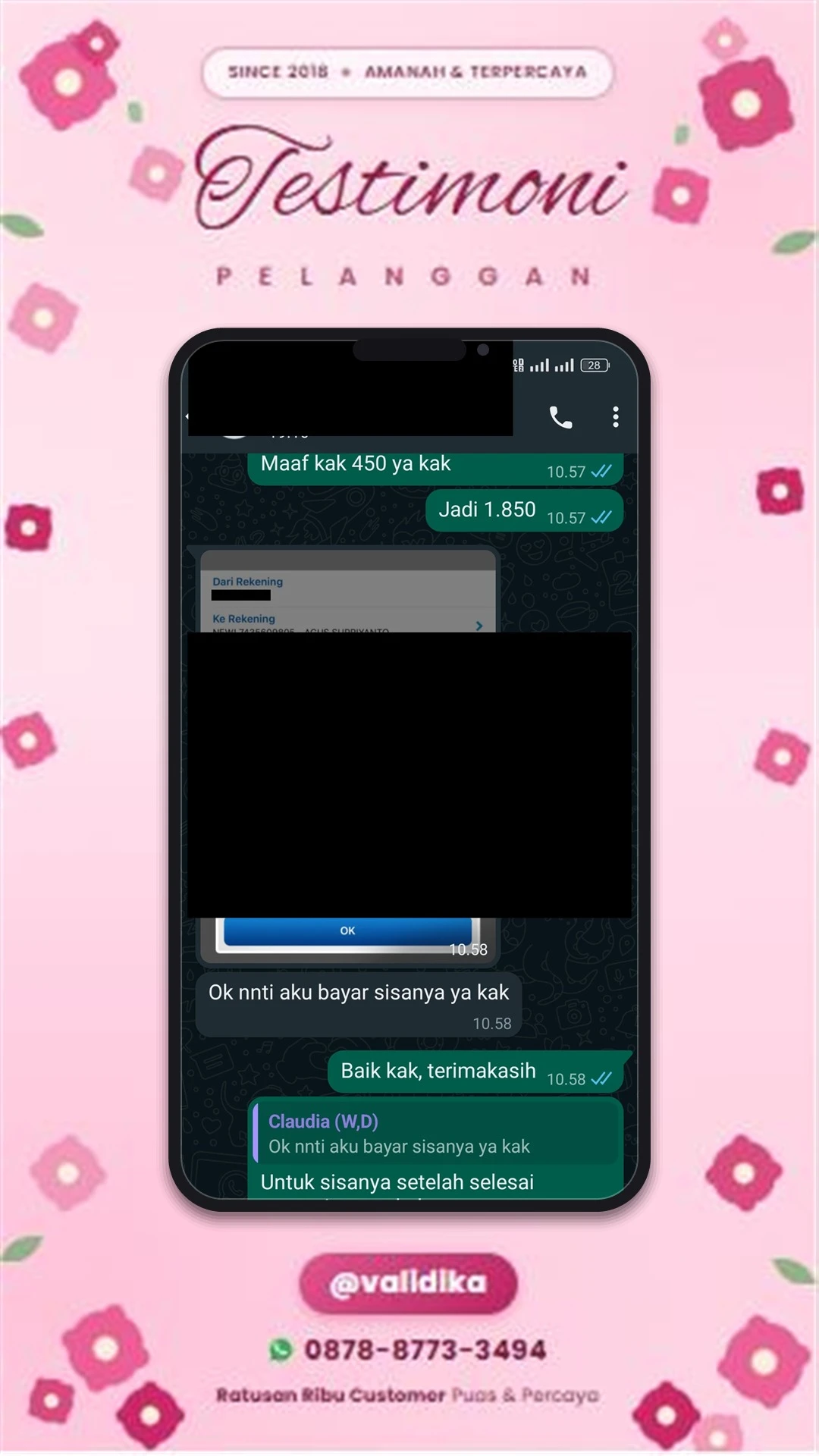 Bukti testimoni pelanggan