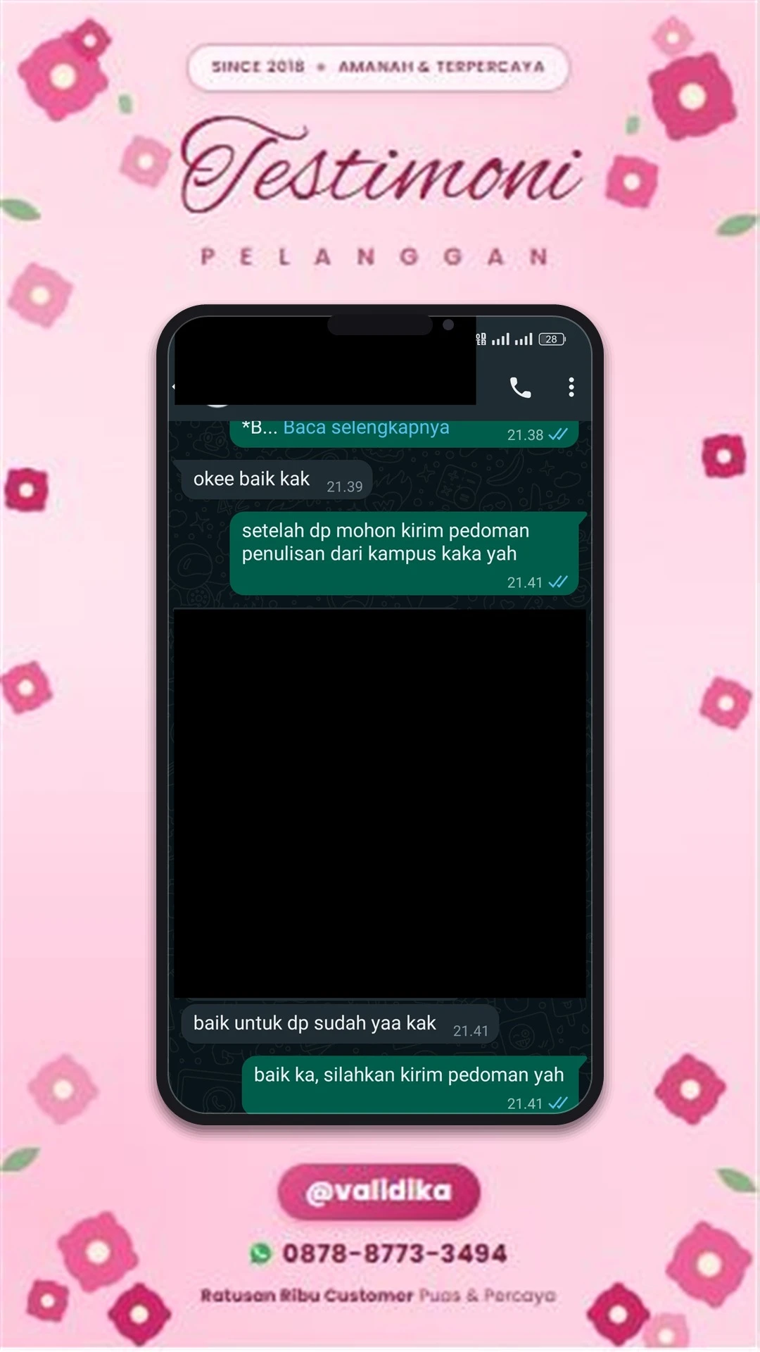 Bukti testimoni pelanggan