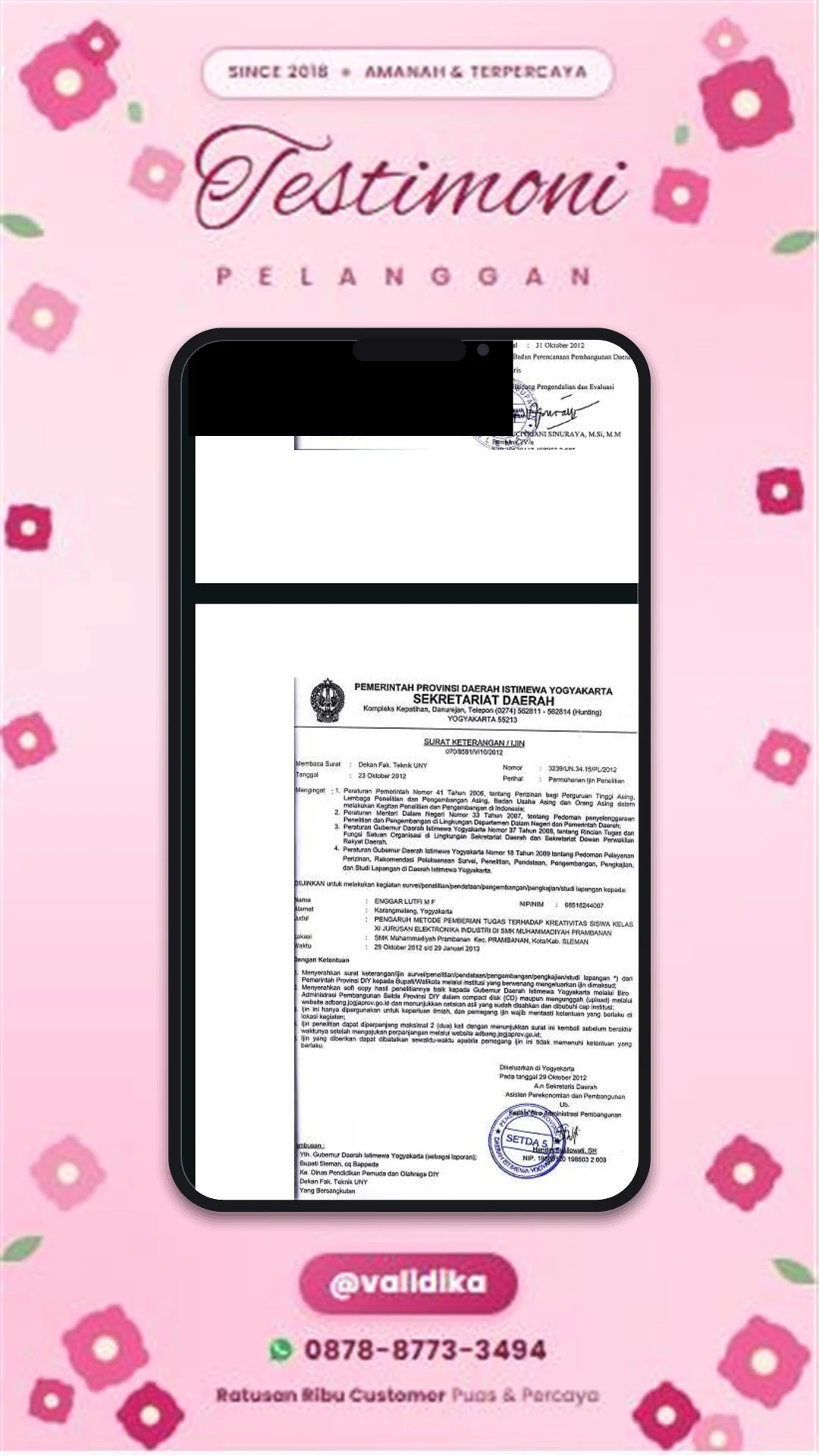 Bukti testimoni pelanggan