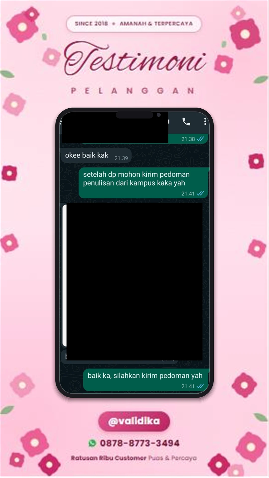 Bukti testimoni pelanggan