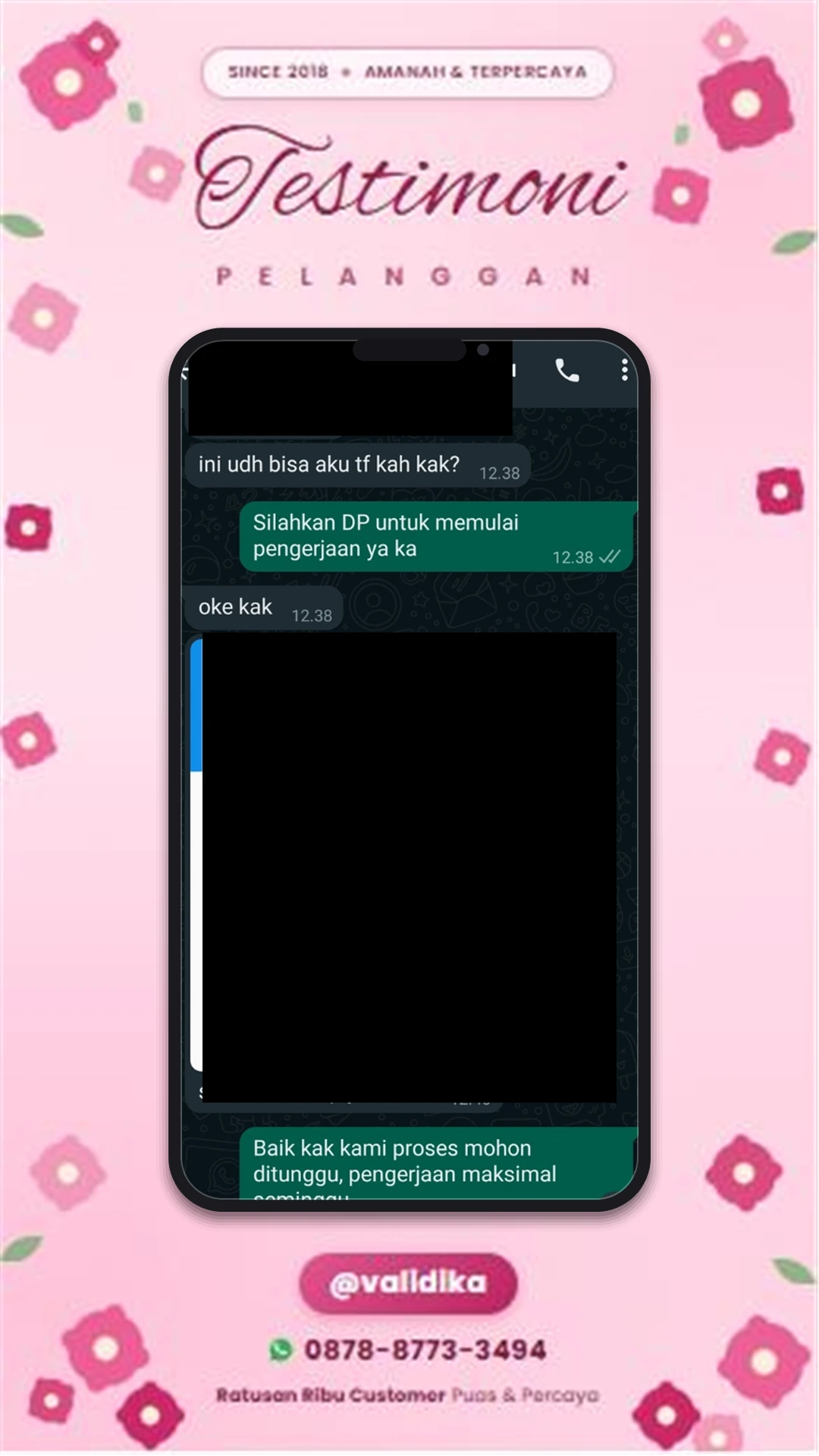Bukti testimoni pelanggan