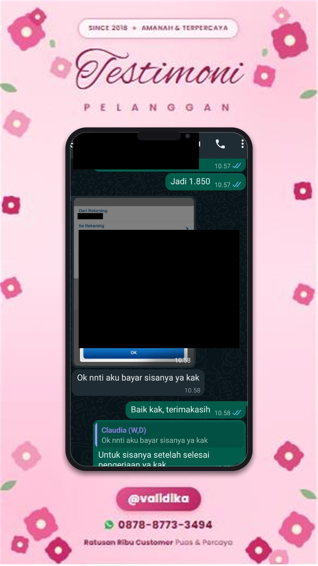 Bukti testimoni pelanggan