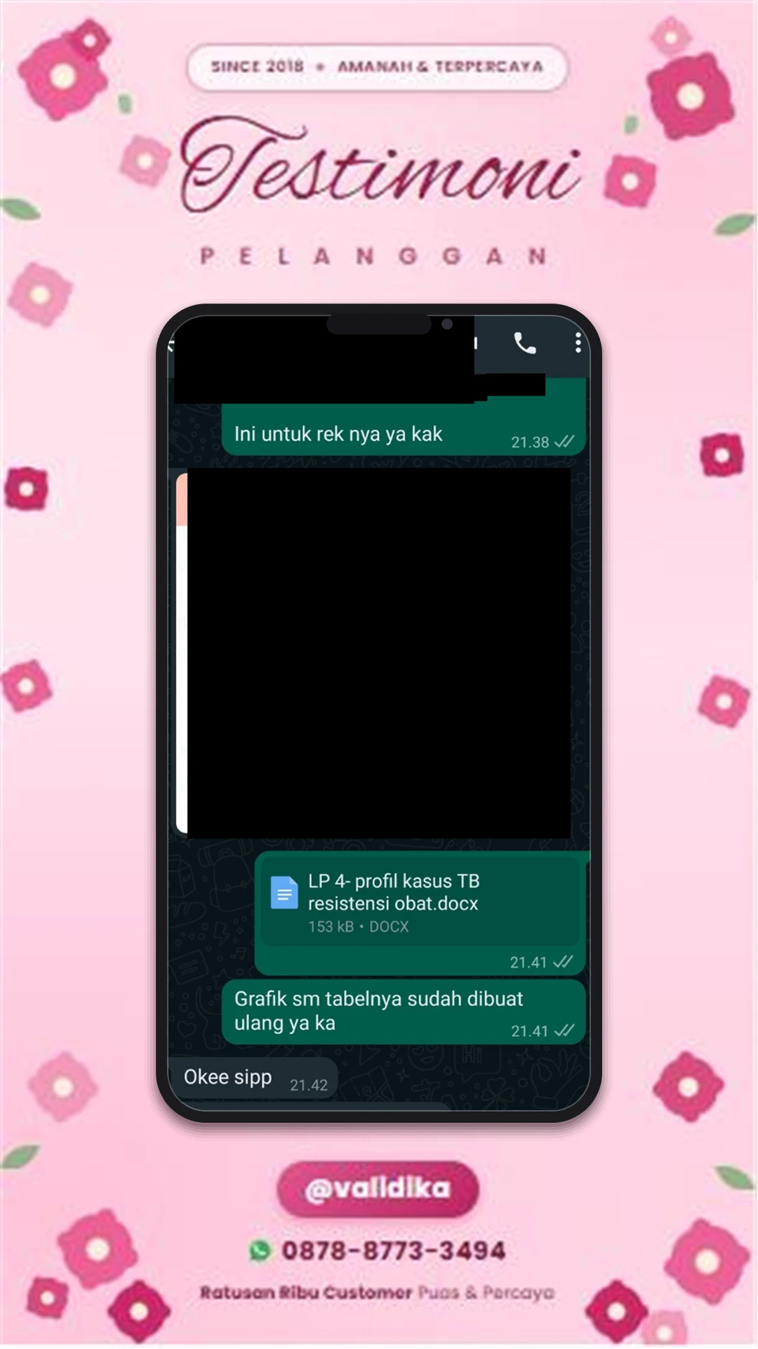 Bukti testimoni pelanggan