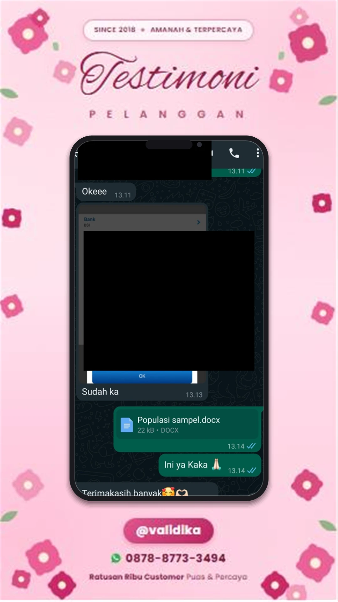 Bukti testimoni pelanggan