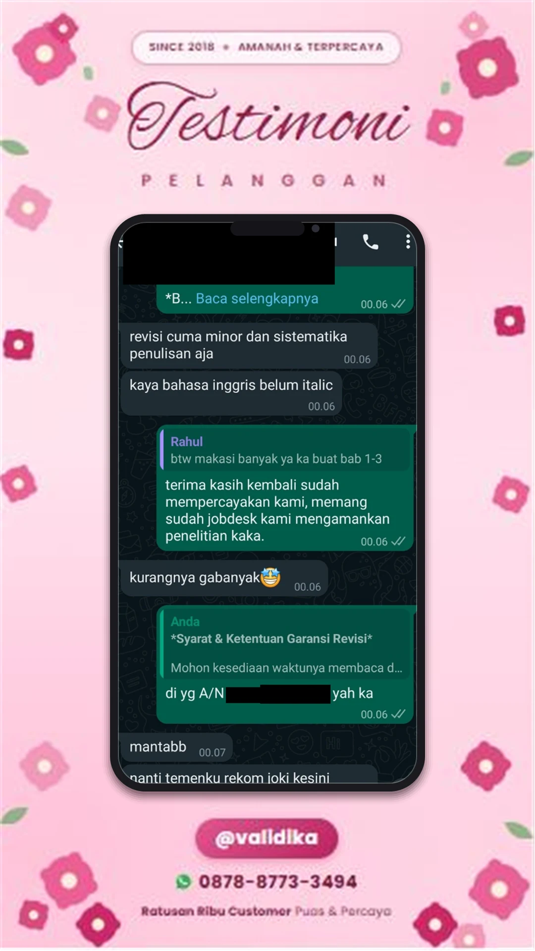 Bukti testimoni pelanggan