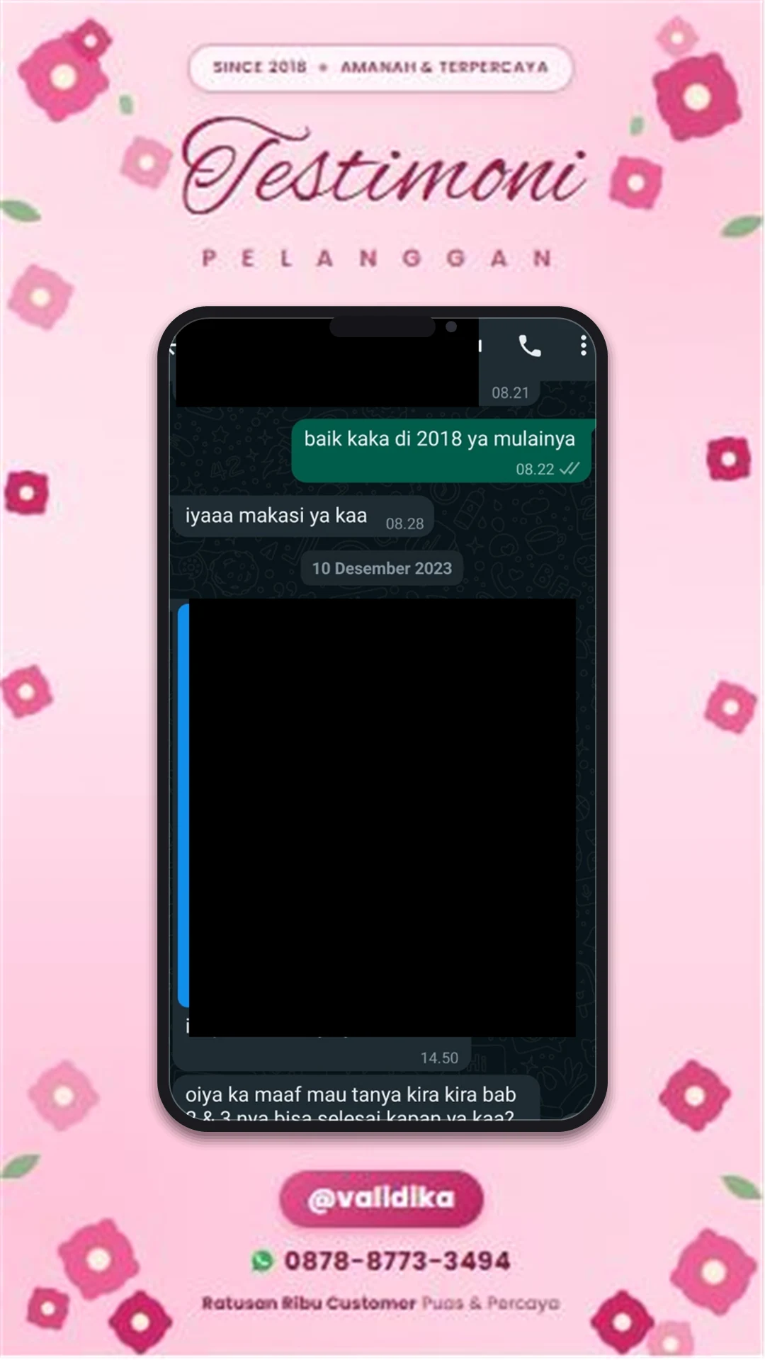 Bukti testimoni pelanggan