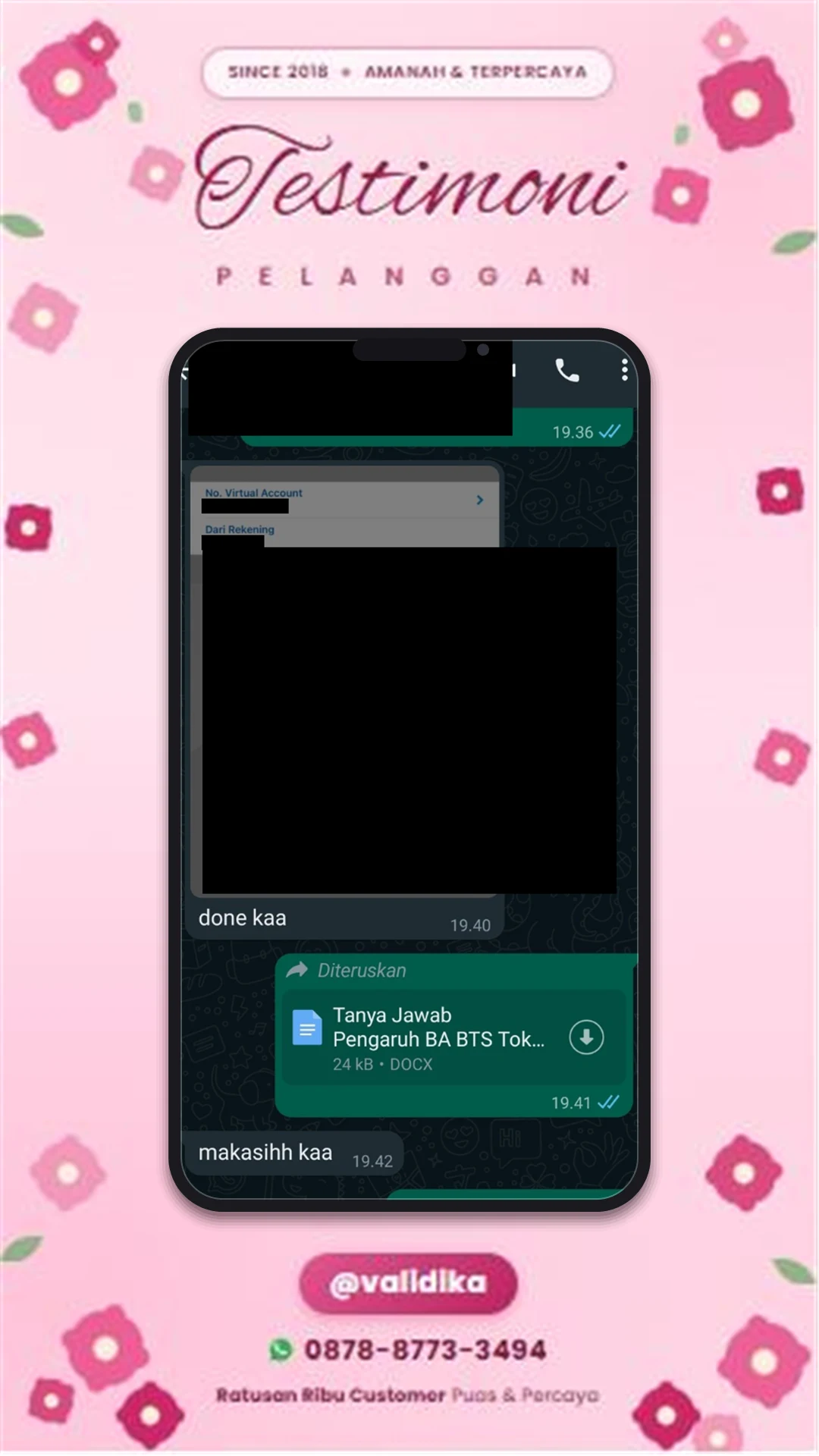 Bukti testimoni pelanggan