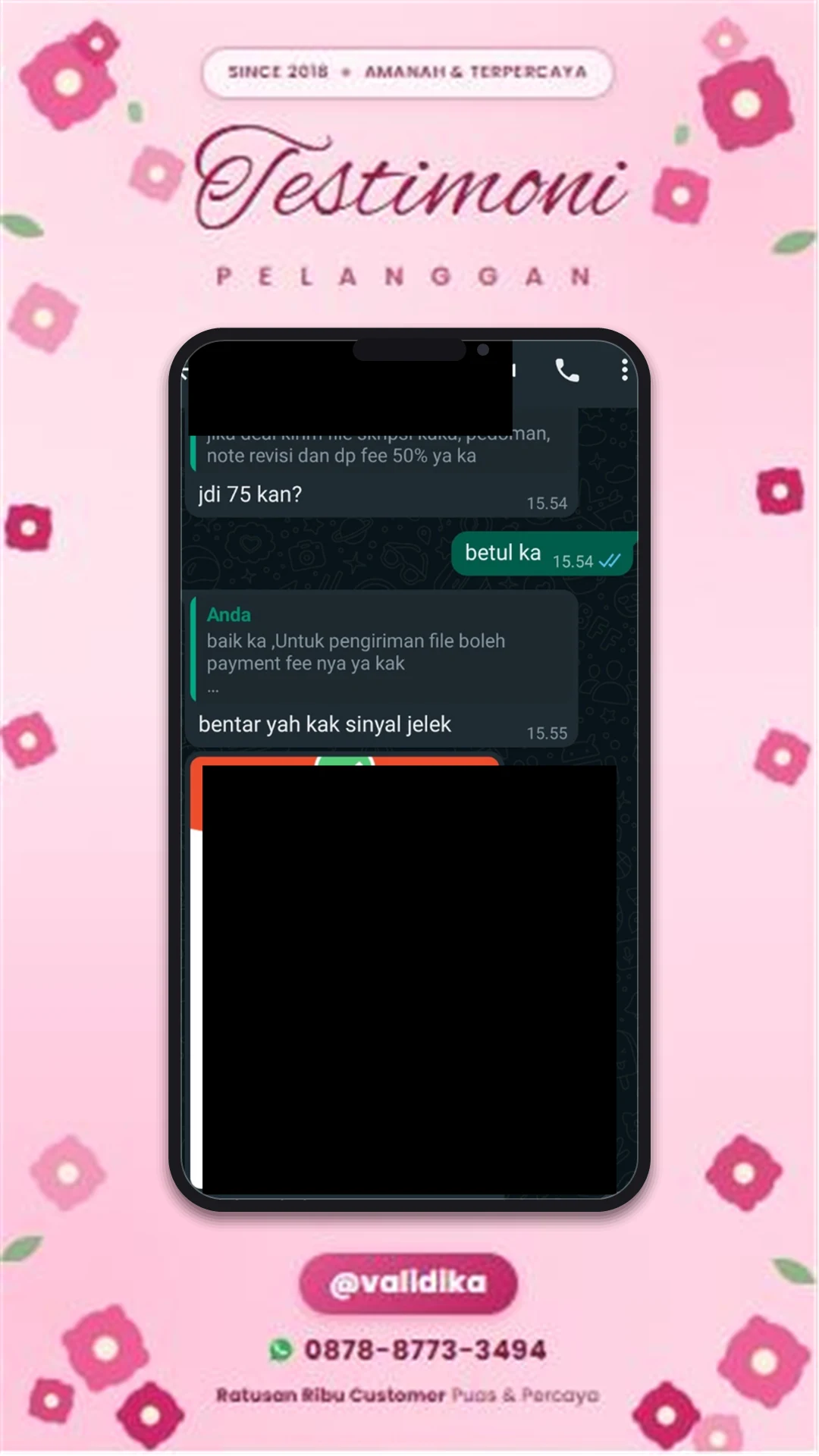 Bukti testimoni pelanggan