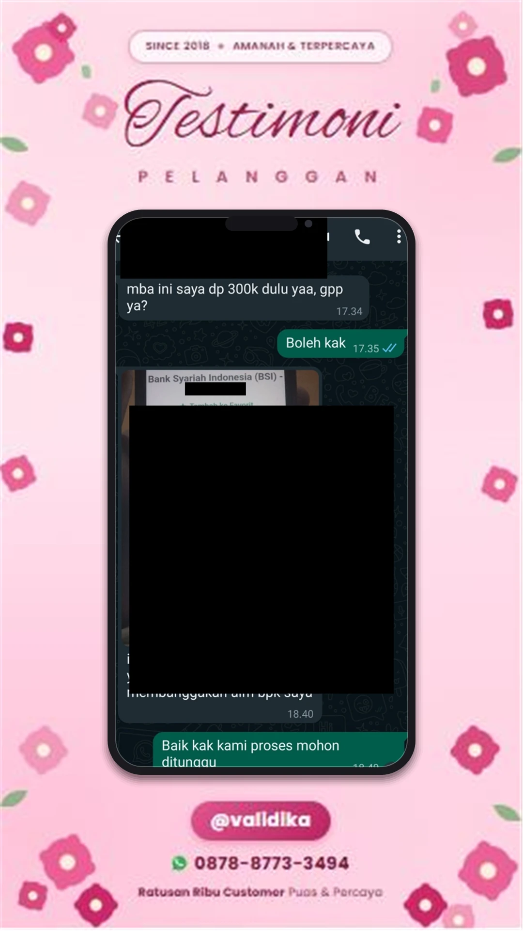 Bukti testimoni pelanggan