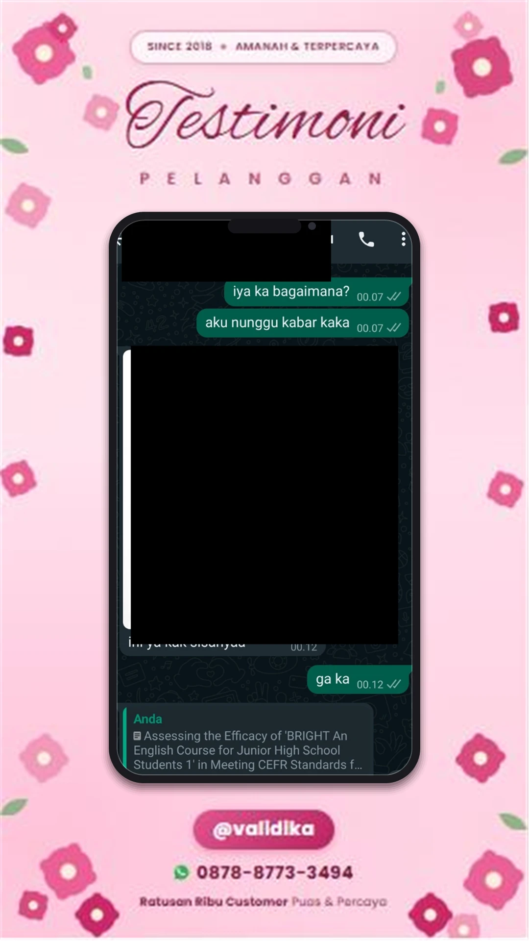Bukti testimoni pelanggan