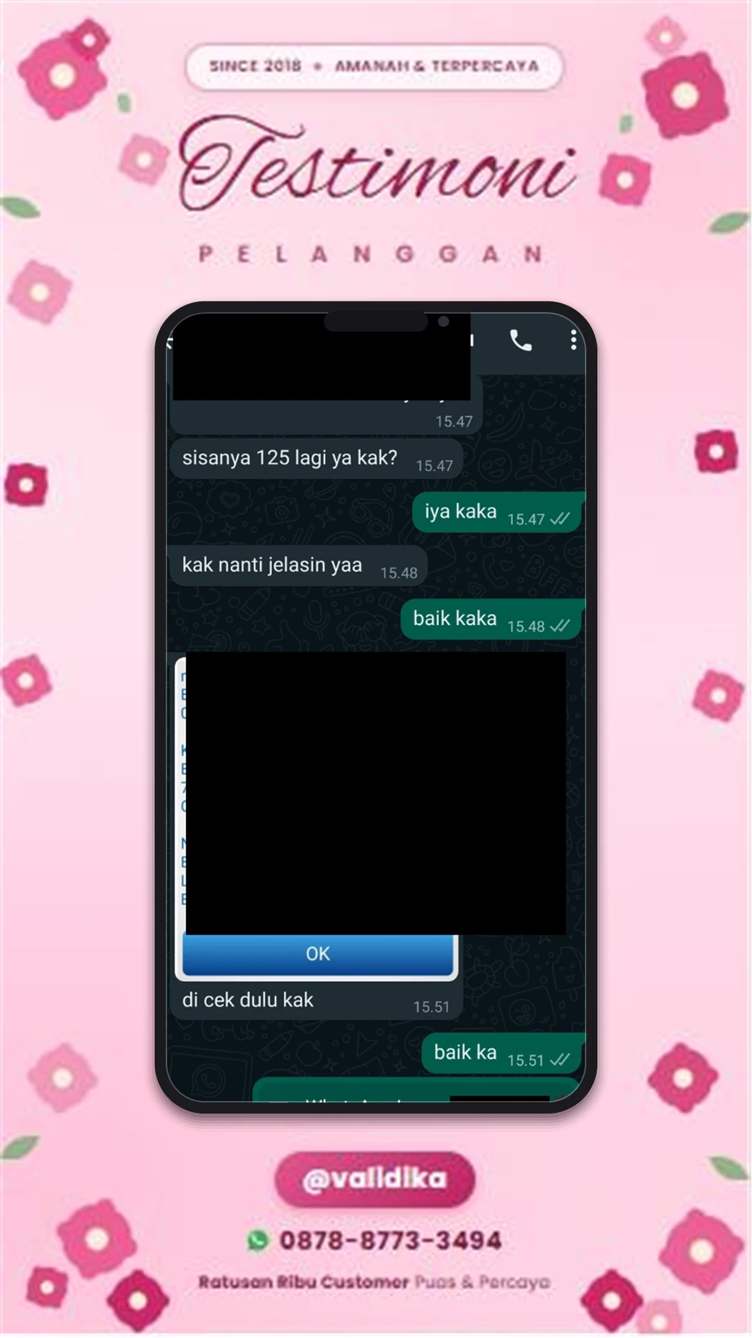 Bukti testimoni pelanggan
