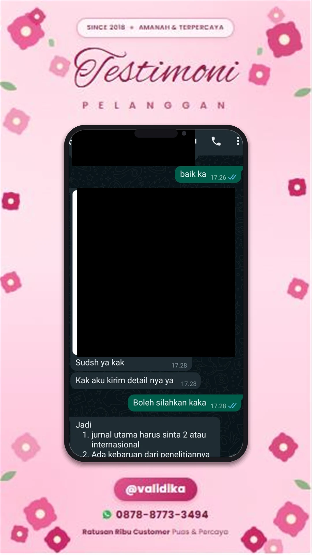 Bukti testimoni pelanggan