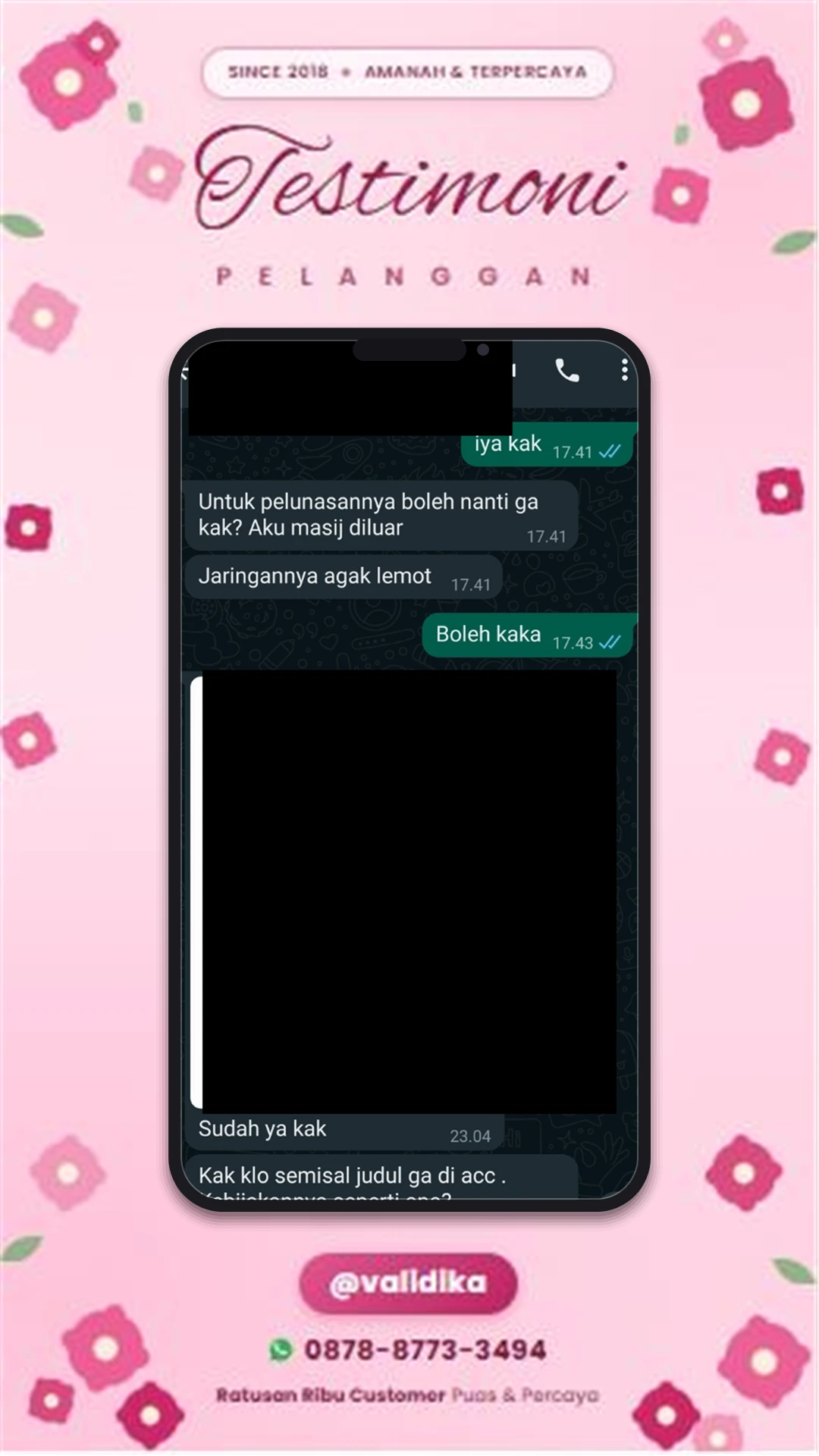 Bukti testimoni pelanggan