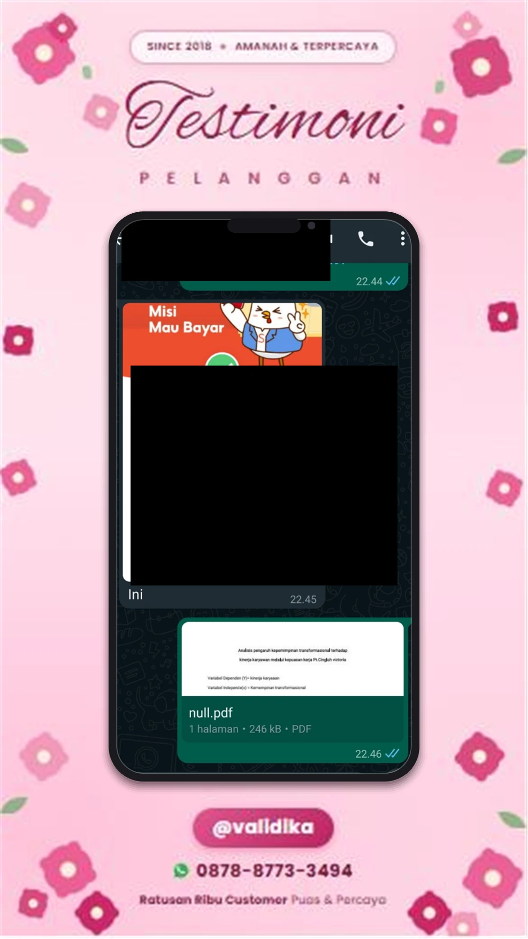 Bukti testimoni pelanggan