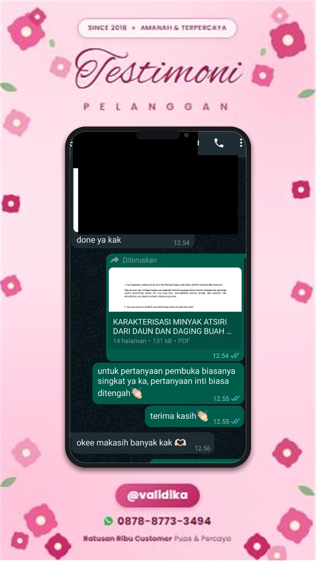Bukti testimoni pelanggan