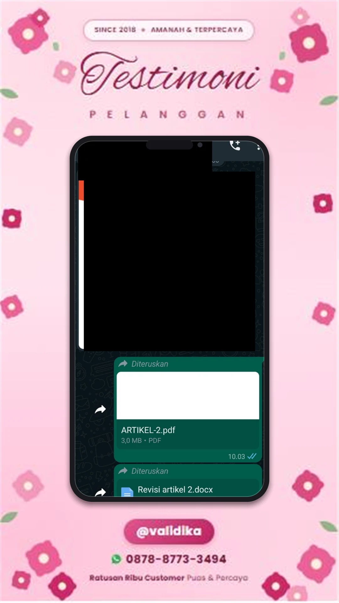 Bukti testimoni pelanggan