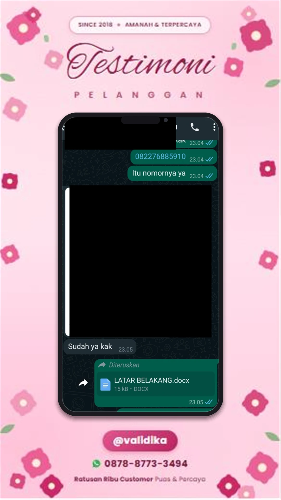 Bukti testimoni pelanggan