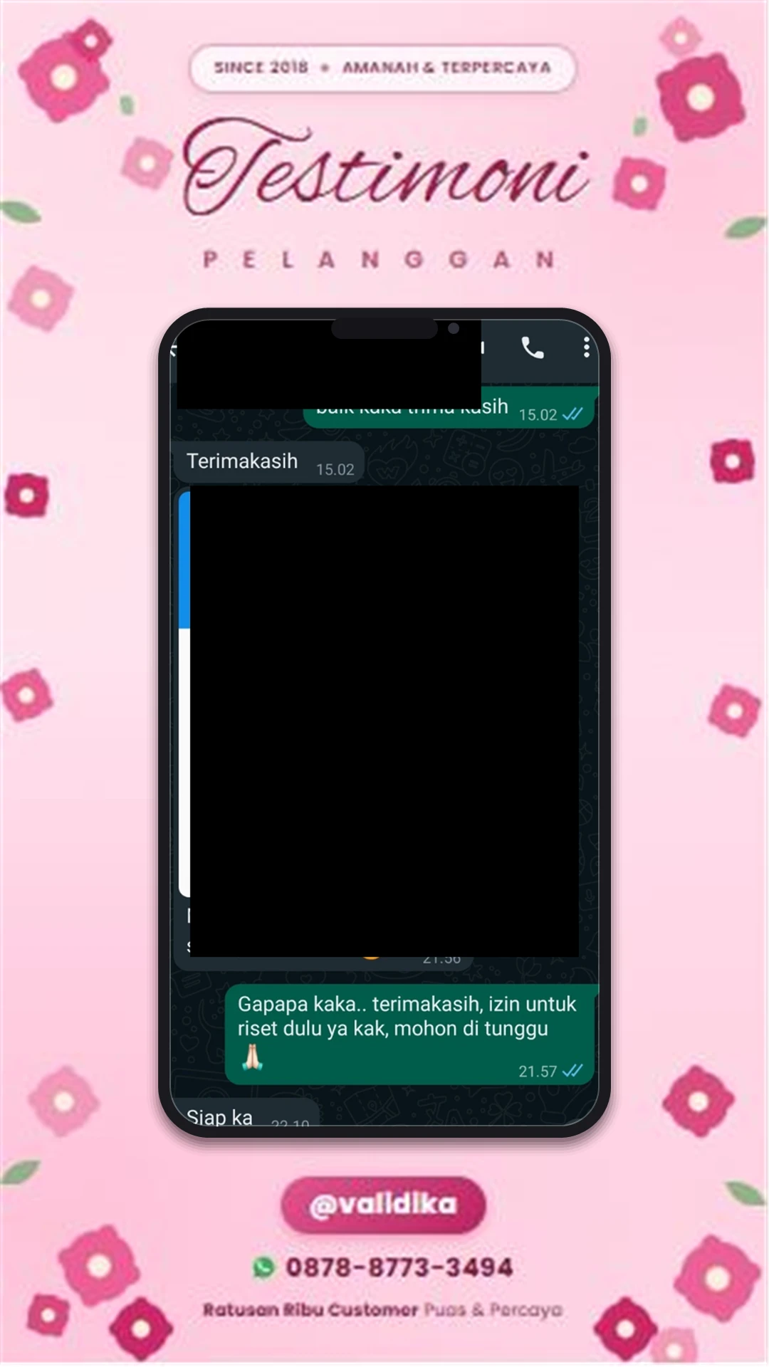 Bukti testimoni pelanggan