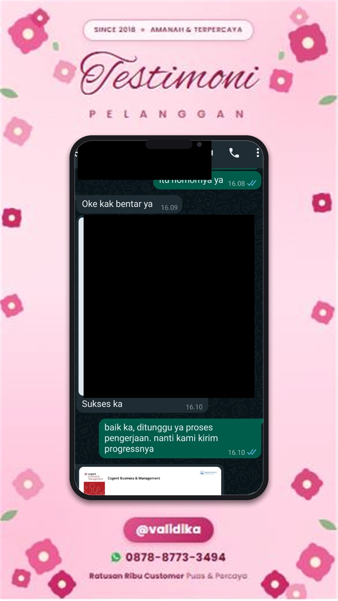 Bukti testimoni pelanggan