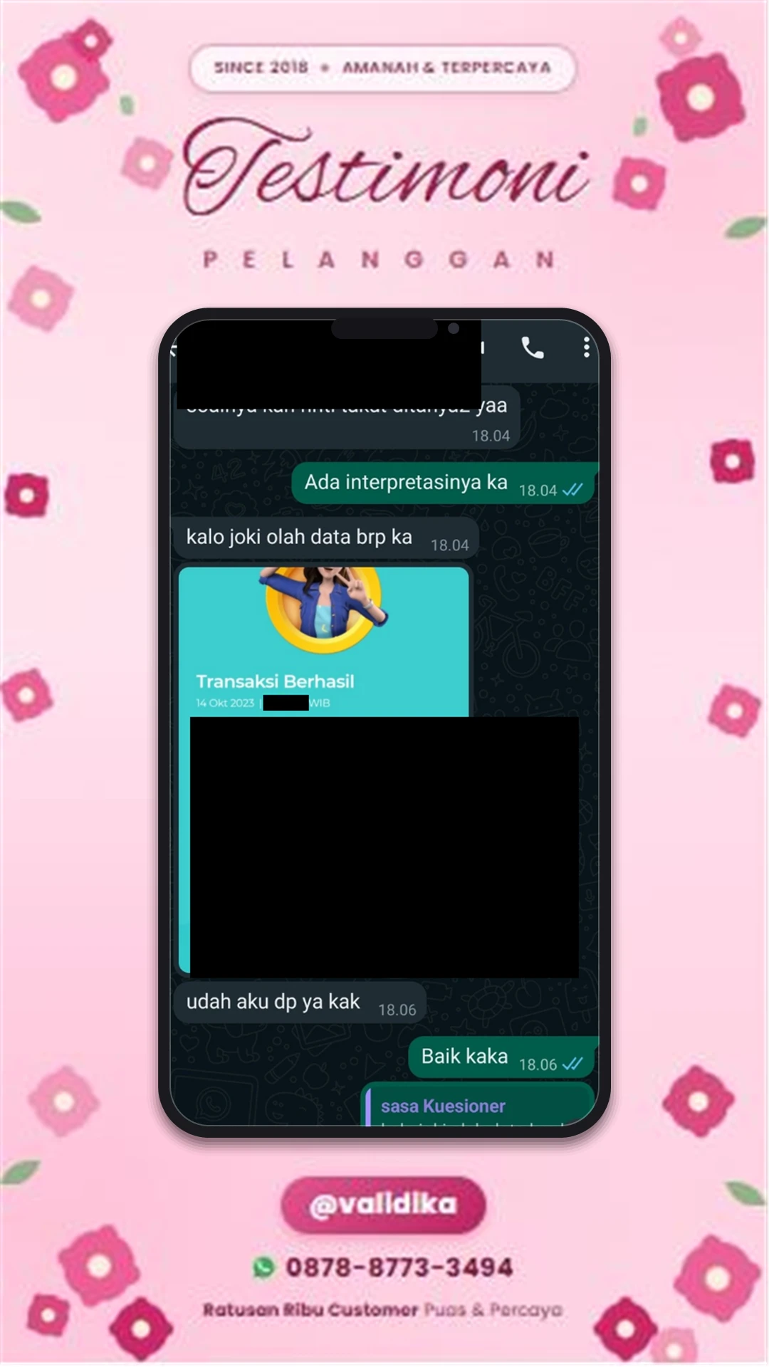 Bukti testimoni pelanggan
