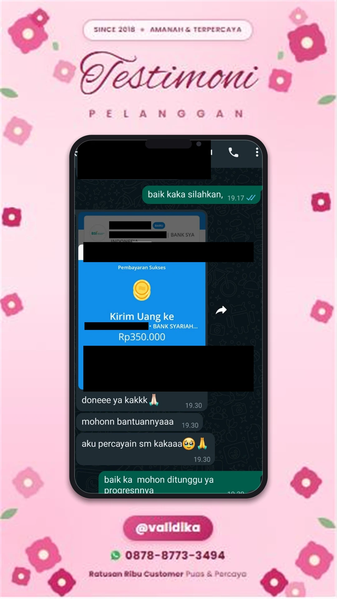 Bukti testimoni pelanggan