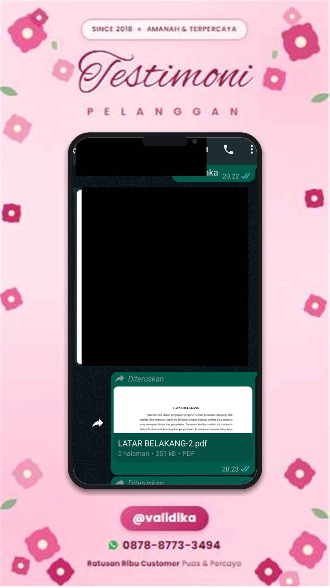 Bukti testimoni pelanggan