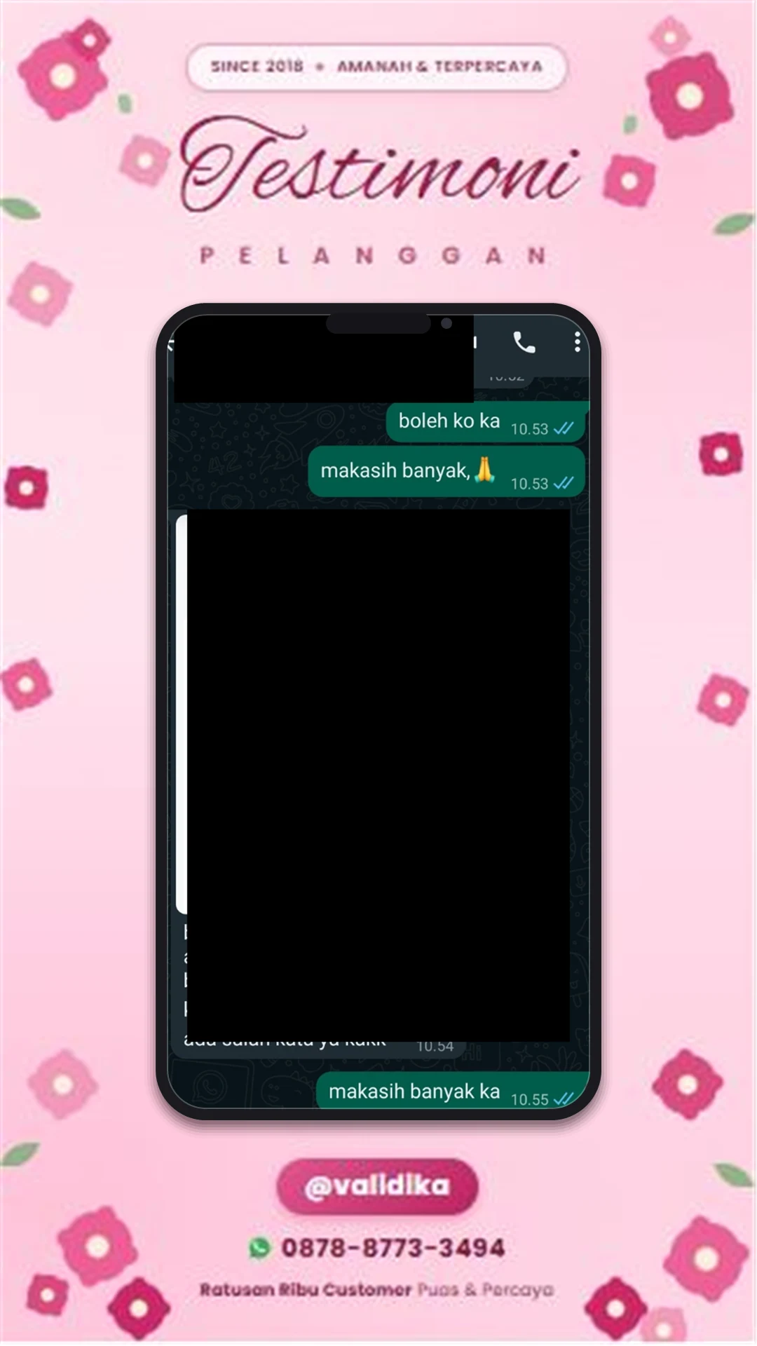 Bukti testimoni pelanggan
