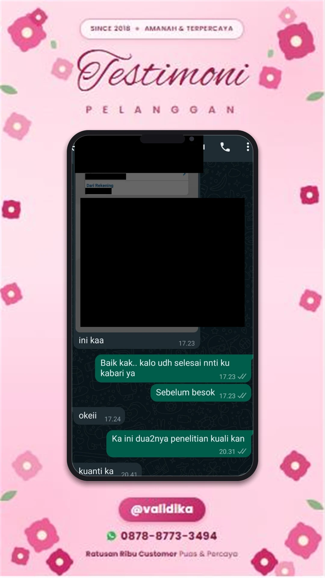 Bukti testimoni pelanggan