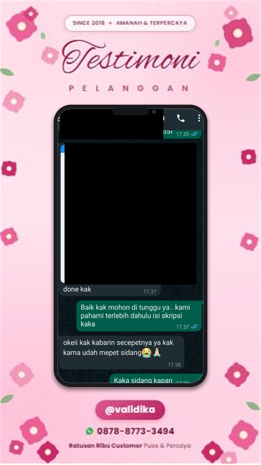 Bukti testimoni pelanggan