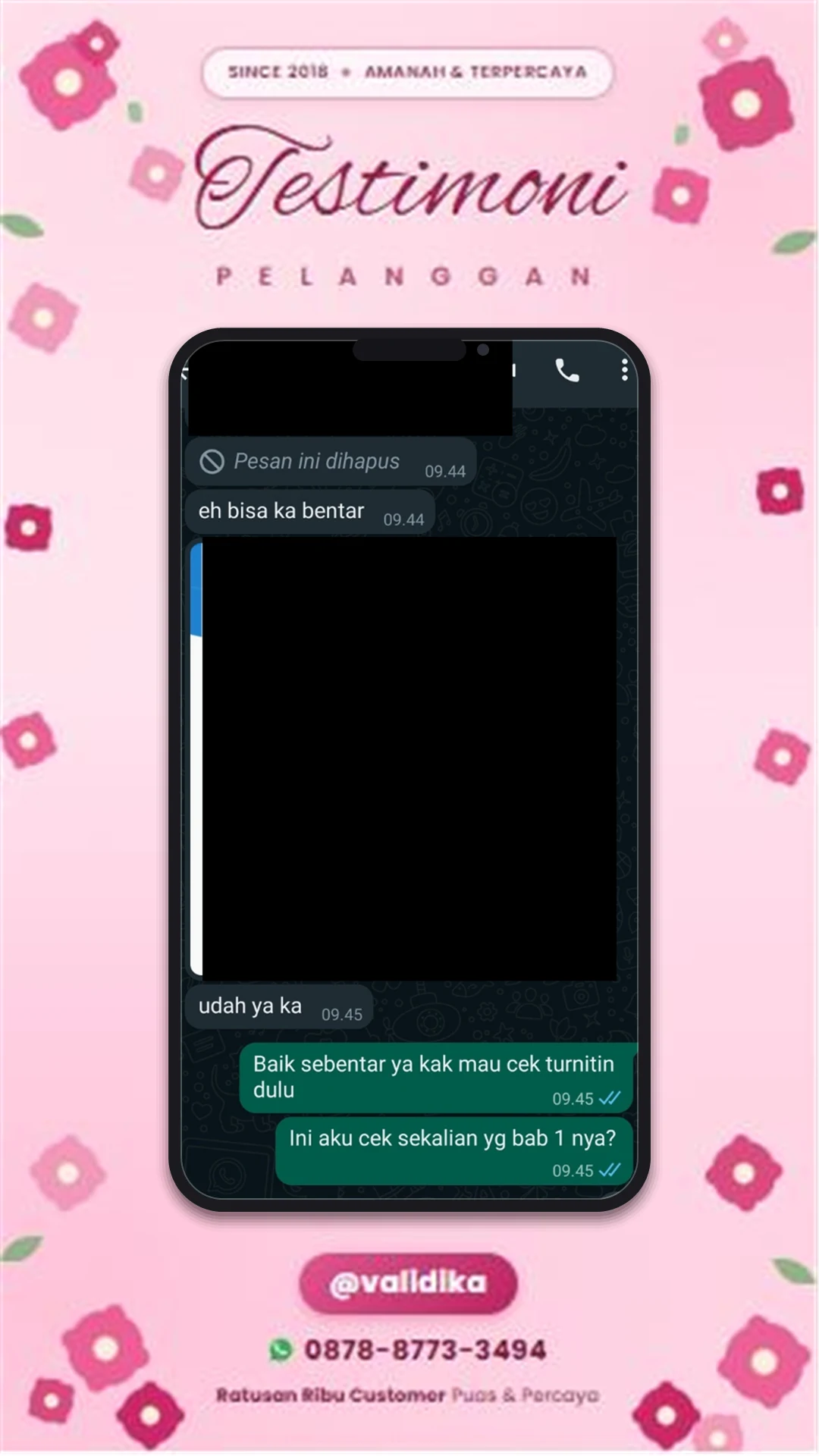 Bukti testimoni pelanggan
