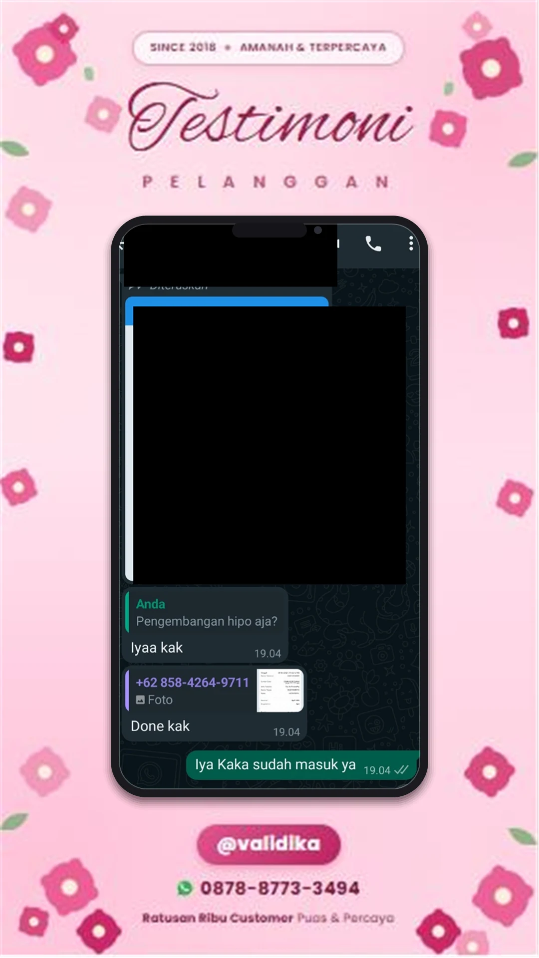 Bukti testimoni pelanggan