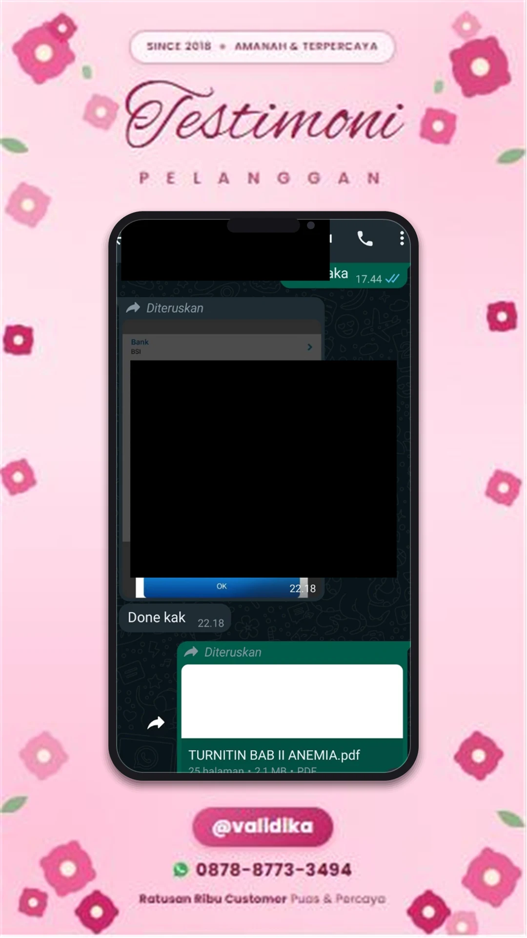 Bukti testimoni pelanggan