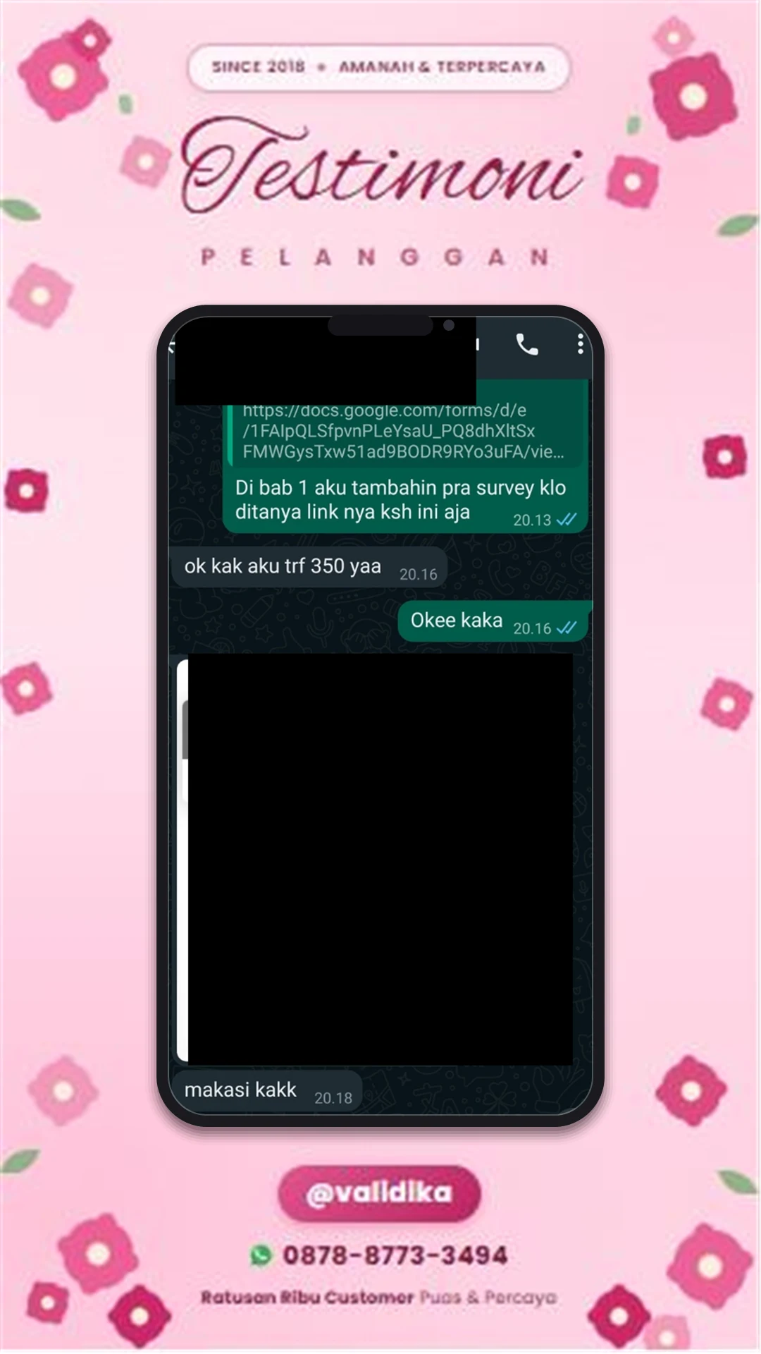 Bukti testimoni pelanggan