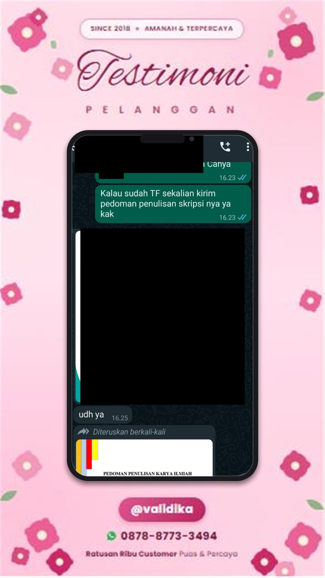 Bukti testimoni pelanggan