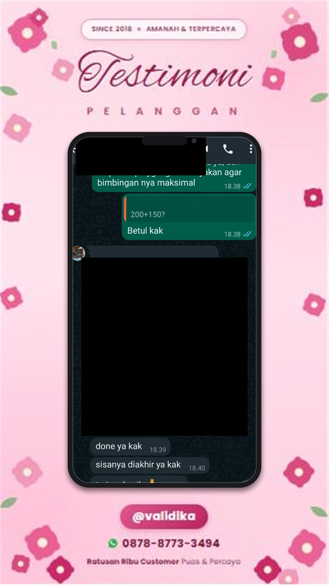 Bukti testimoni pelanggan