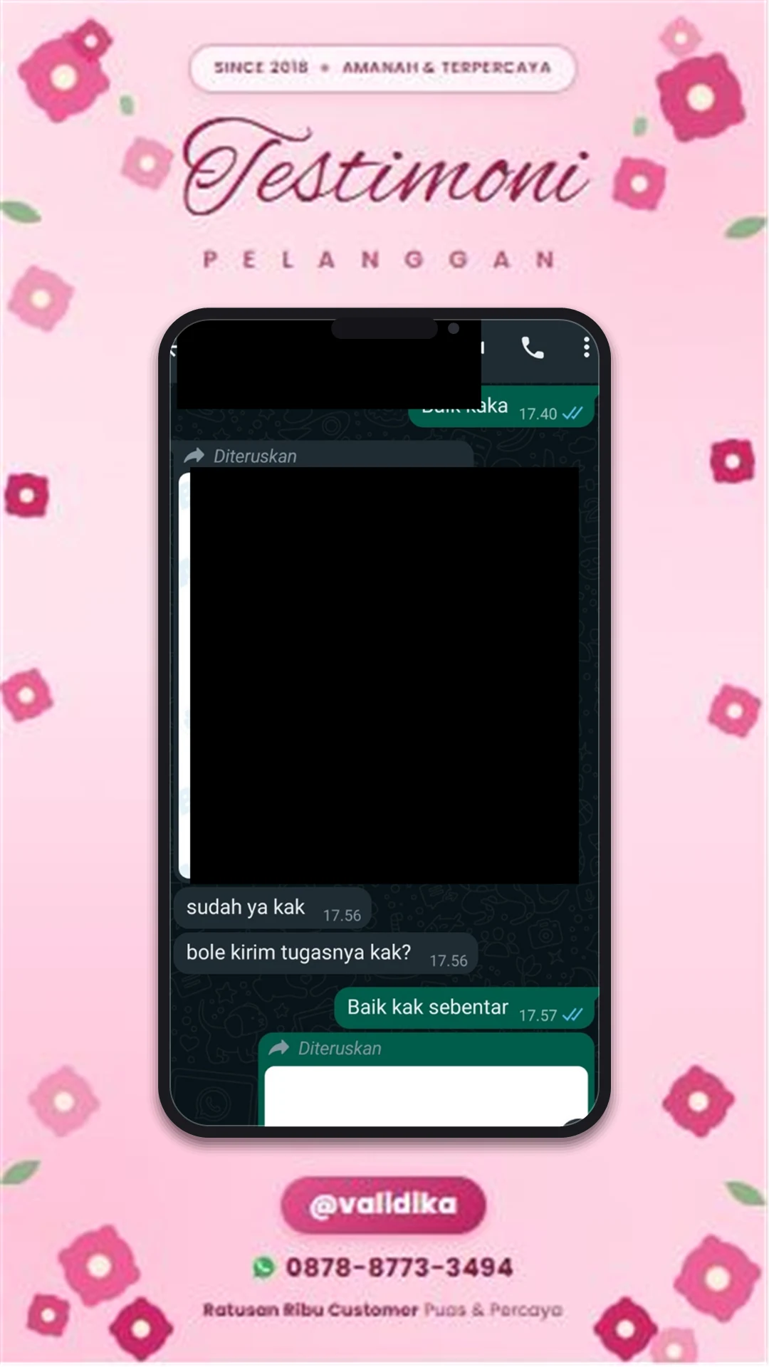 Bukti testimoni pelanggan