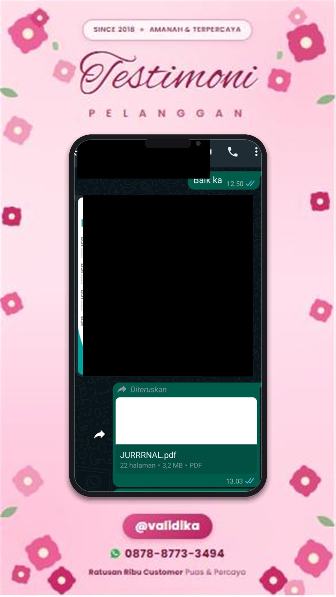 Bukti testimoni pelanggan