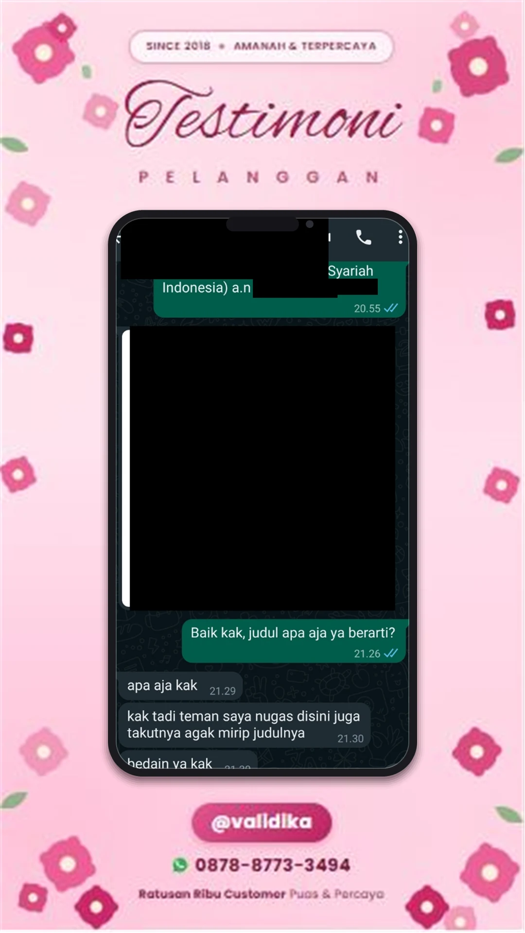 Bukti testimoni pelanggan