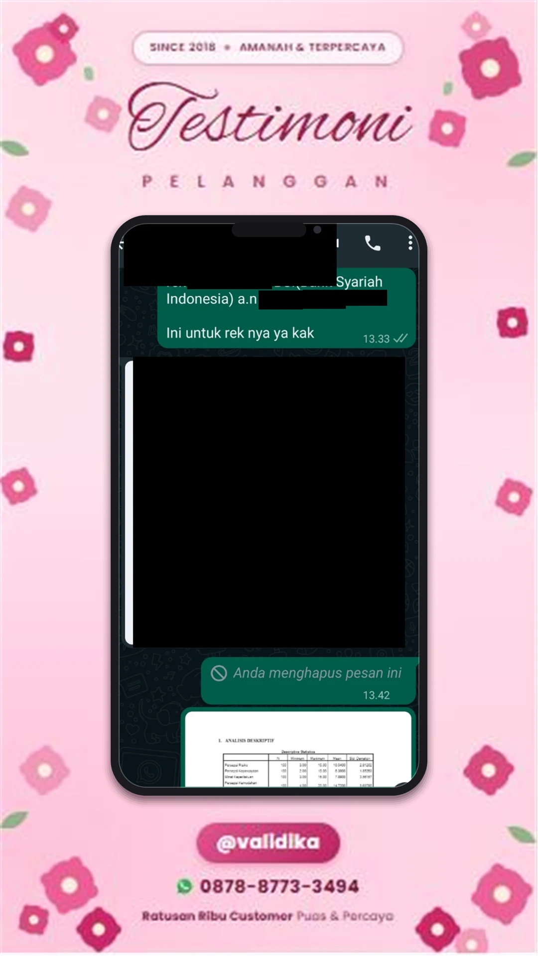 Bukti testimoni pelanggan