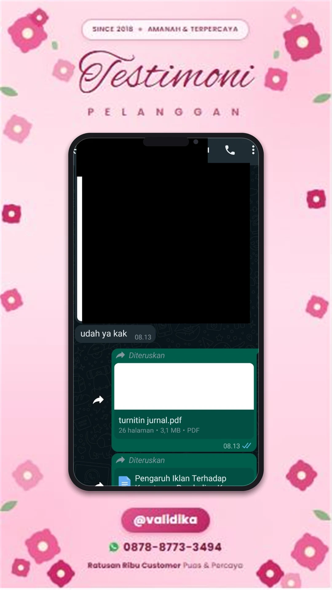 Bukti testimoni pelanggan