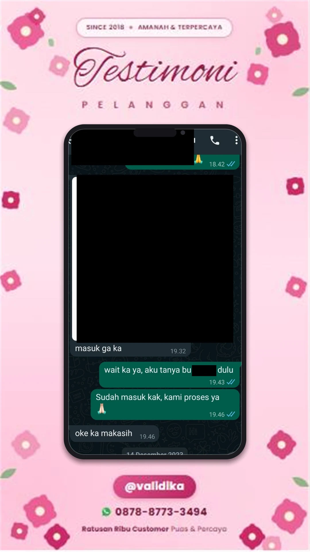 Bukti testimoni pelanggan