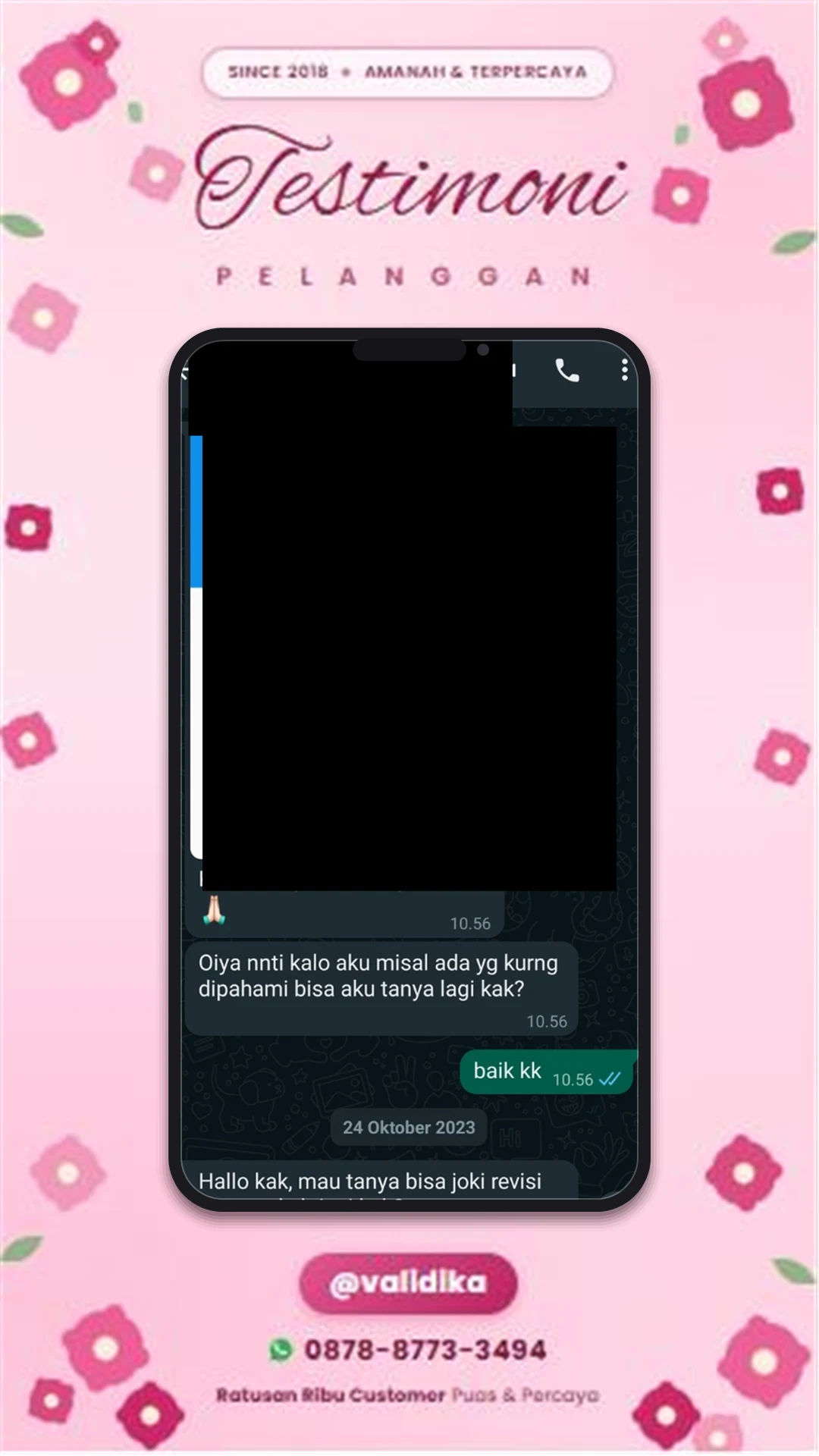 Bukti testimoni pelanggan