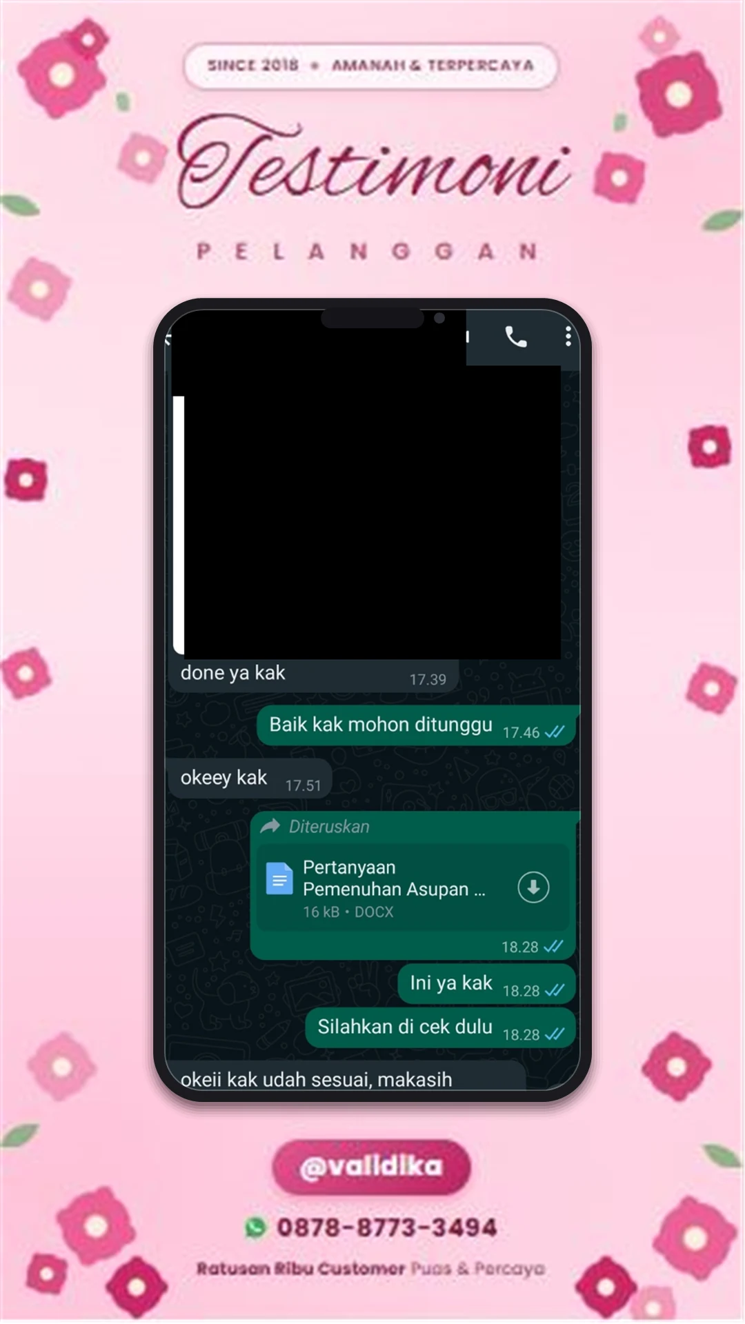 Bukti testimoni pelanggan