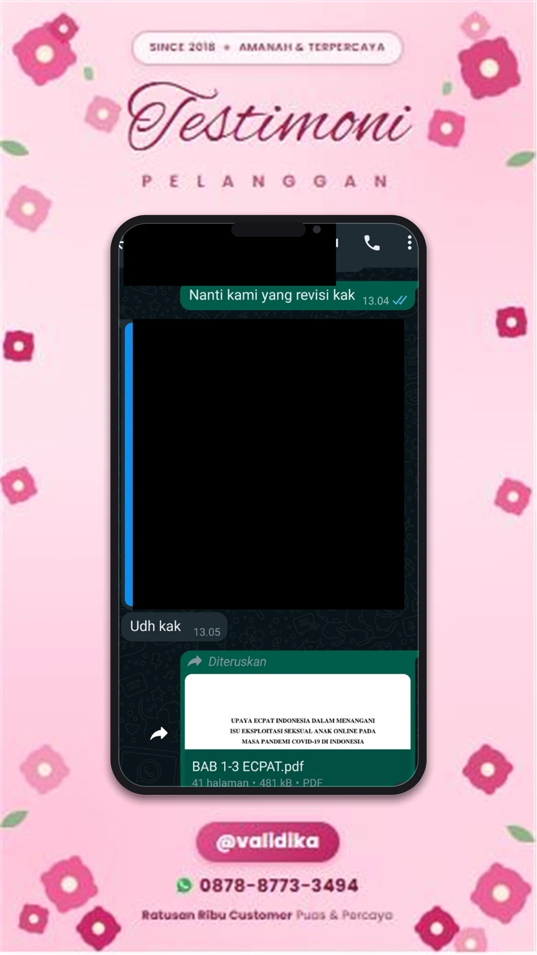 Bukti testimoni pelanggan