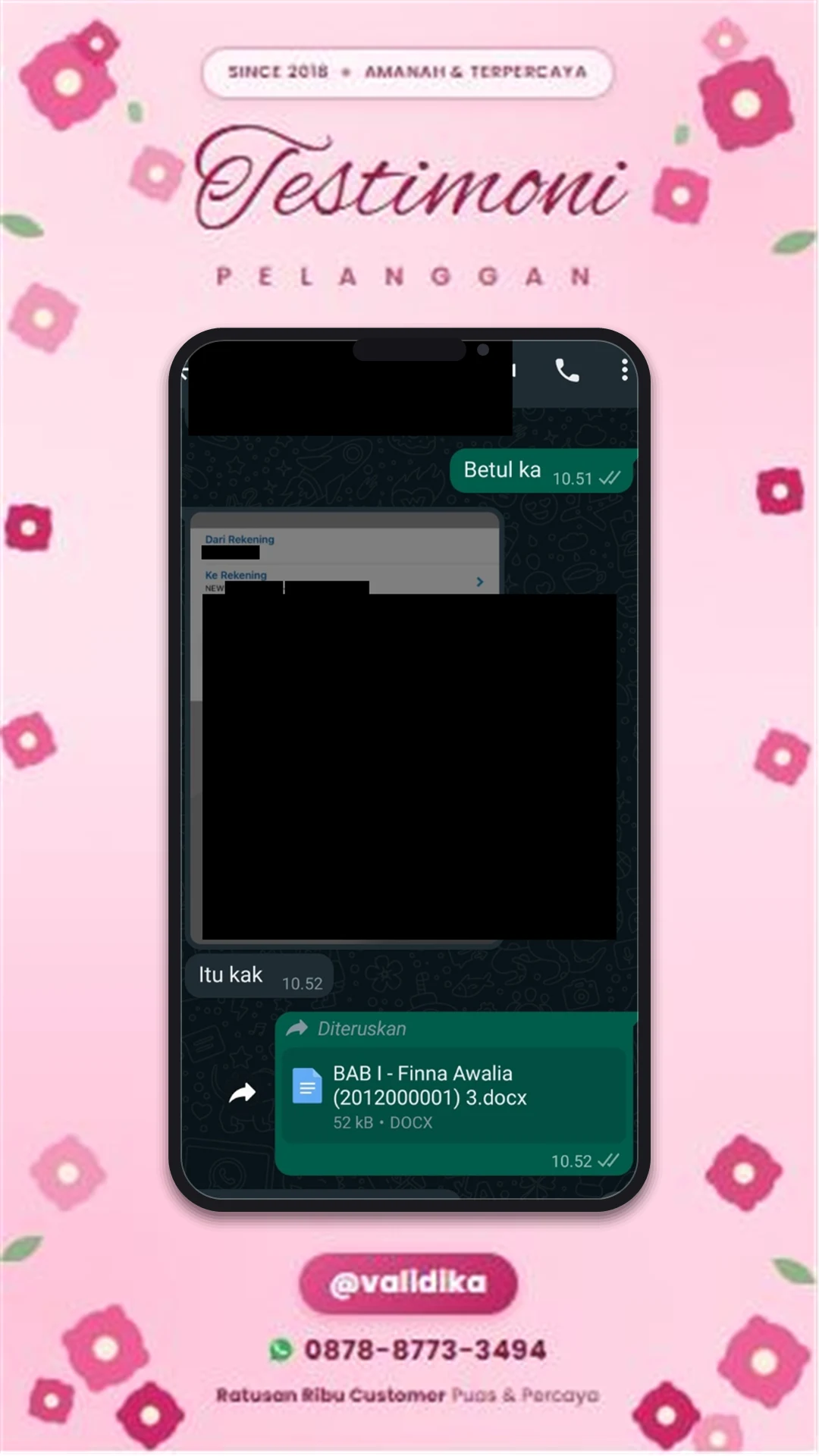 Bukti testimoni pelanggan